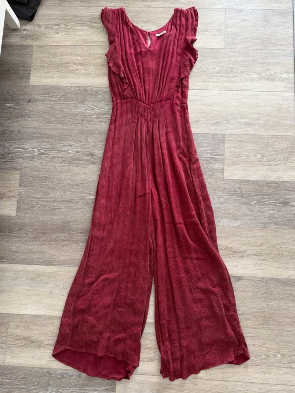 Women's Burgundy Red Wide-Leg Jumpsuit